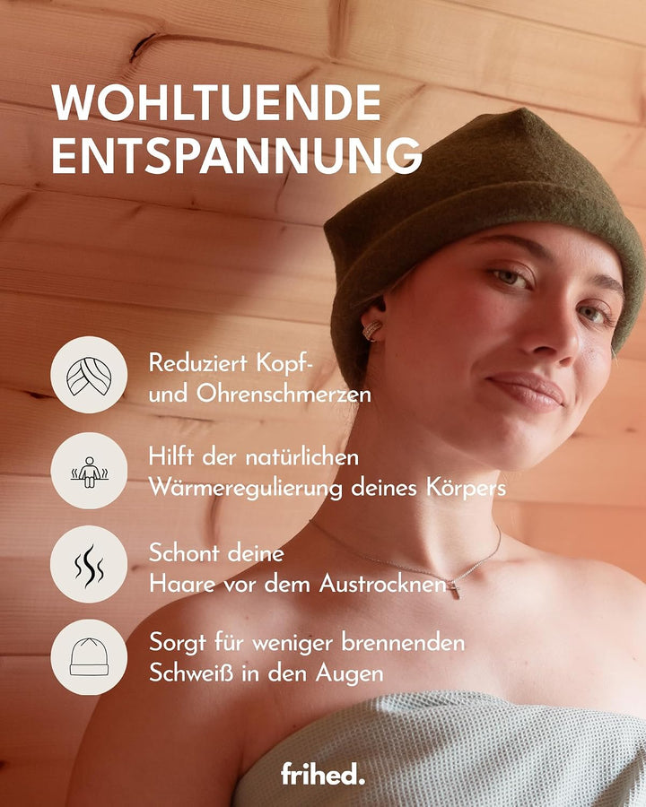frihed. Saunahut Meerblau aus Wollwalk - 100% Schafschurwolle - Premium Sauna Accessoire für Männer