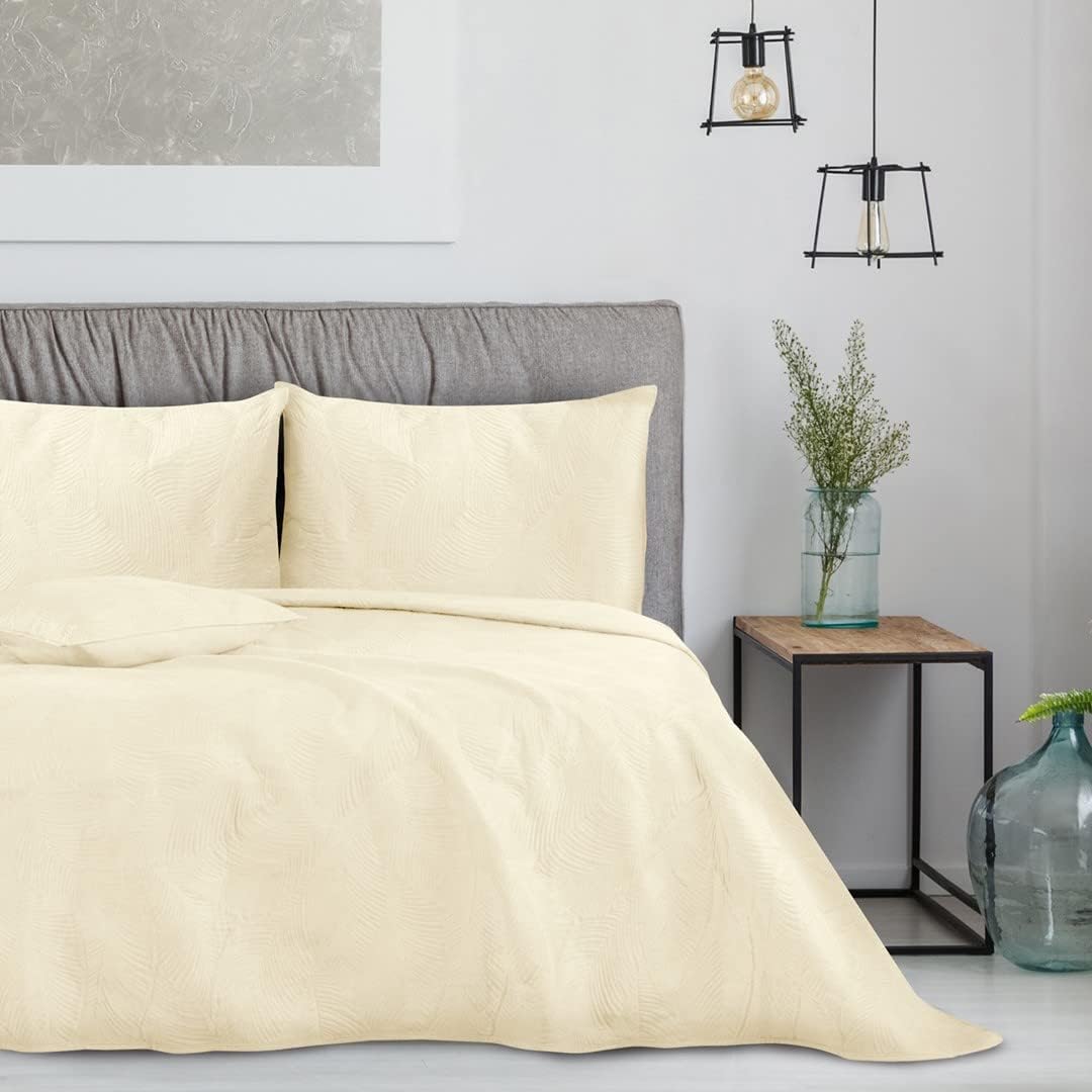 AmeliaHome Tagesdecke 220x240 cm gestrickt Velvet Samt Palsha Creme Palsha Creme 220x240 cm, Palsha