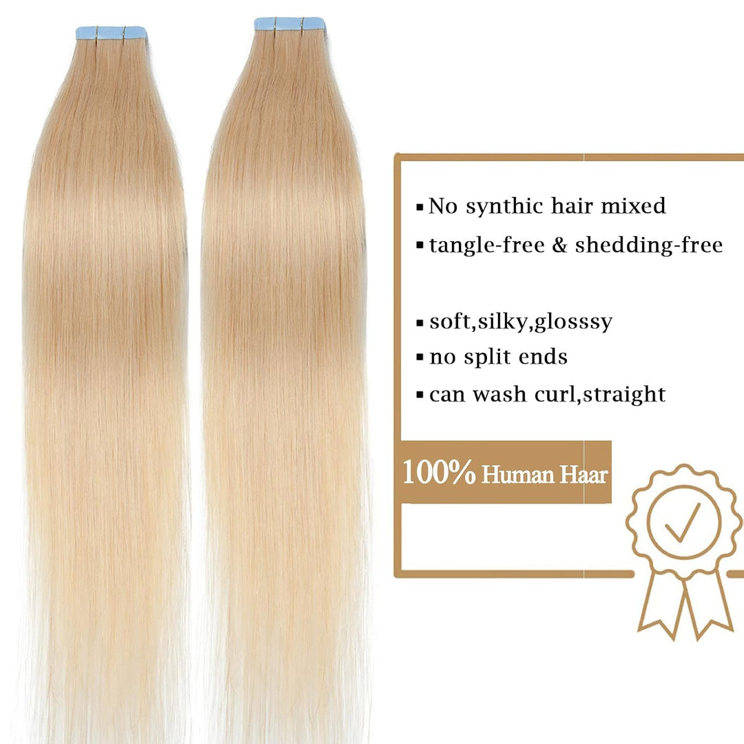 SEGO Tape in Extensions Echthaar Haarverlängerung Klebeband Haarteil 100% Remy Human Haar (40 stück+
