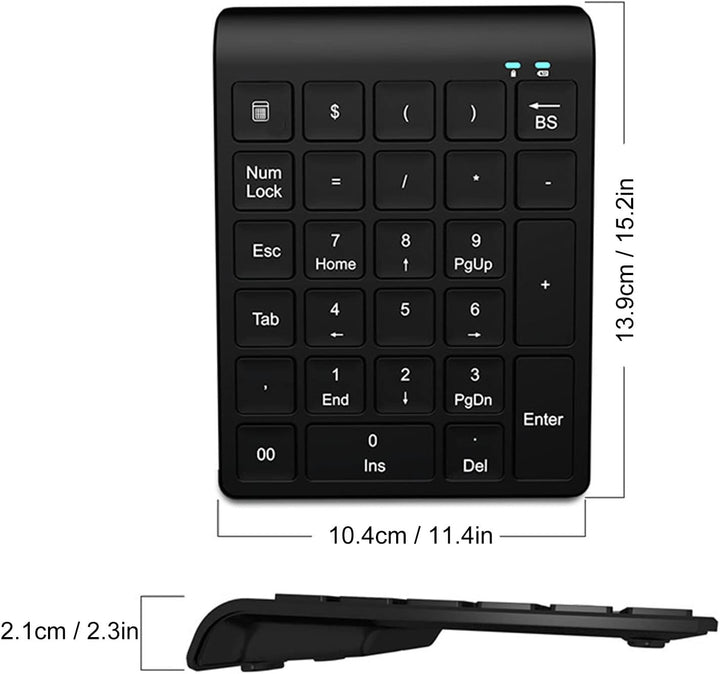 Goshyda Kabelloser Ziffernblock, 27 Tasten Wireless Number Keypad Tragbare Tastaturerweiterungen Num