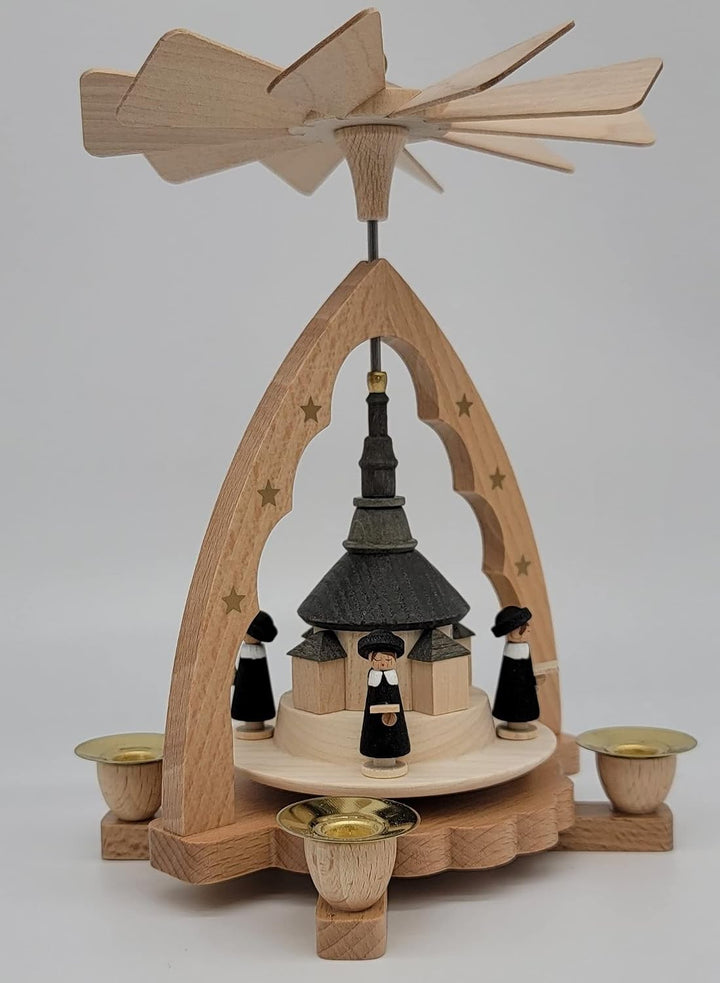 Richard Glässer Seiffen Weihnachtspyramide, Natur, 18 cm hoch