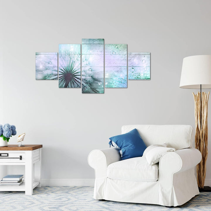 Runa Art Wandbilder Pusteblume 5 Teilig Bild auf Vlies Leinwand Deko Wohnzimmer Schlafzimmer Vintage