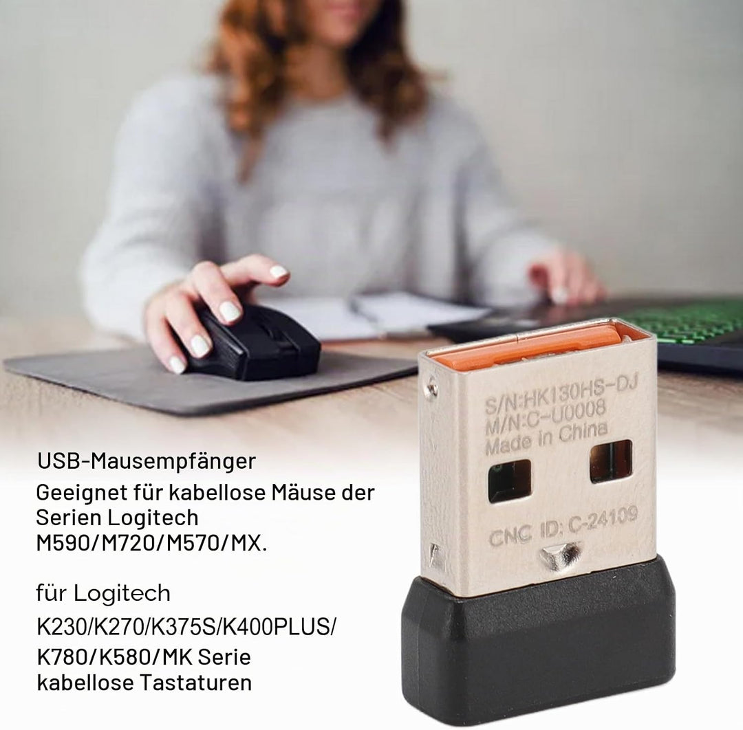 Yunseity USB-Empfänger für Maus und Tastatur, Empfänger-Ersatz für MX M590 M720 M570 und MK K230 K27