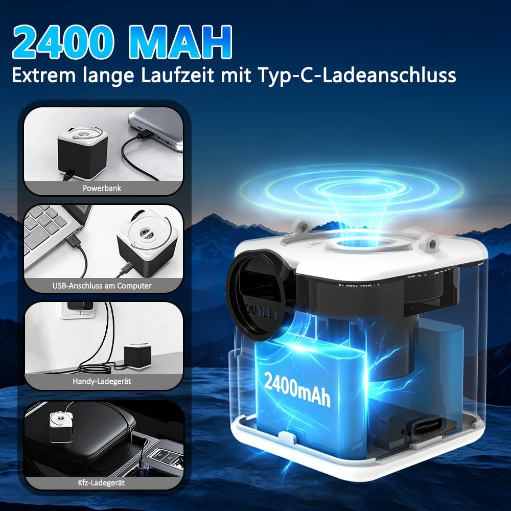 Elektrische Luftpumpe, 3 in 1 Inflate und Deflate luftpumpe Elektrisch, 2400 mAh Mini-luftpumpe mit
