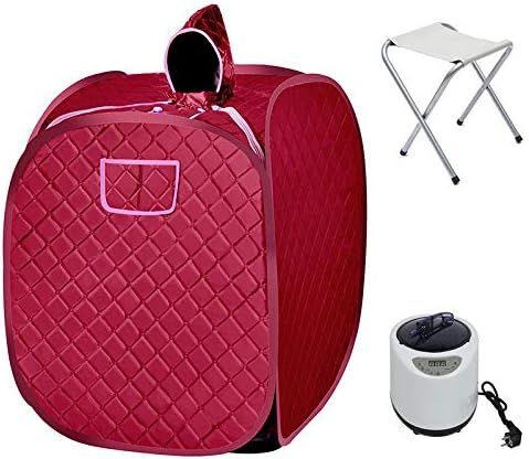 Mobile Mini Dampfsauna Heimsauna Wärmekabine Sitzsauna Saunakabine 80 * 80 * 100 cm 2,5 Liter (Rotwe