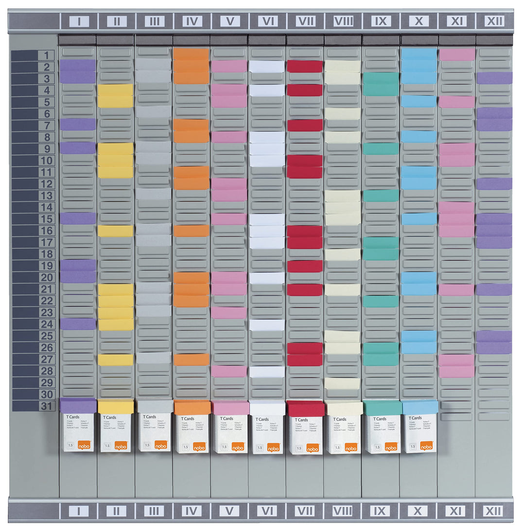 Nobo T-Karten Professionales Planungsset, Wandmontage, Haftnotizen Set mit 12 Spalten &amp; 32 Slots, Gr