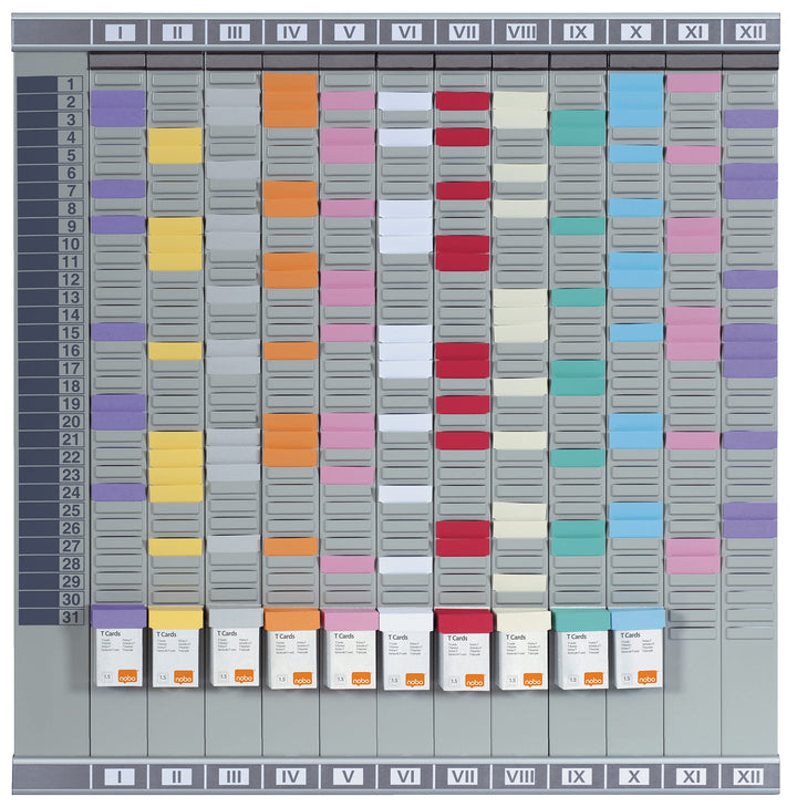 Nobo T-Karten Professionales Planungsset, Wandmontage, Haftnotizen Set mit 12 Spalten &amp; 32 Slots, Gr