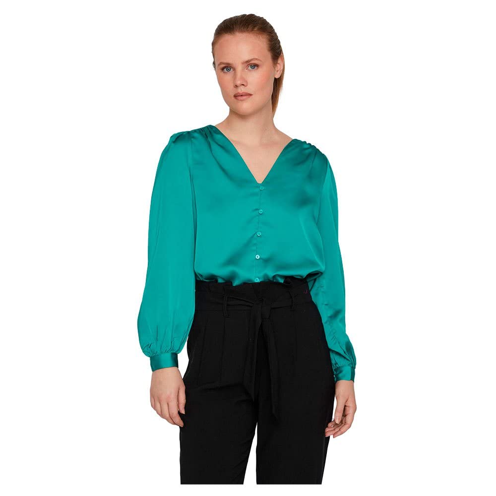 Vila Damen Viellette V-Neck L/S Shirt/Su-Noos Bluse 34 Alhambra, 34 Alhambra