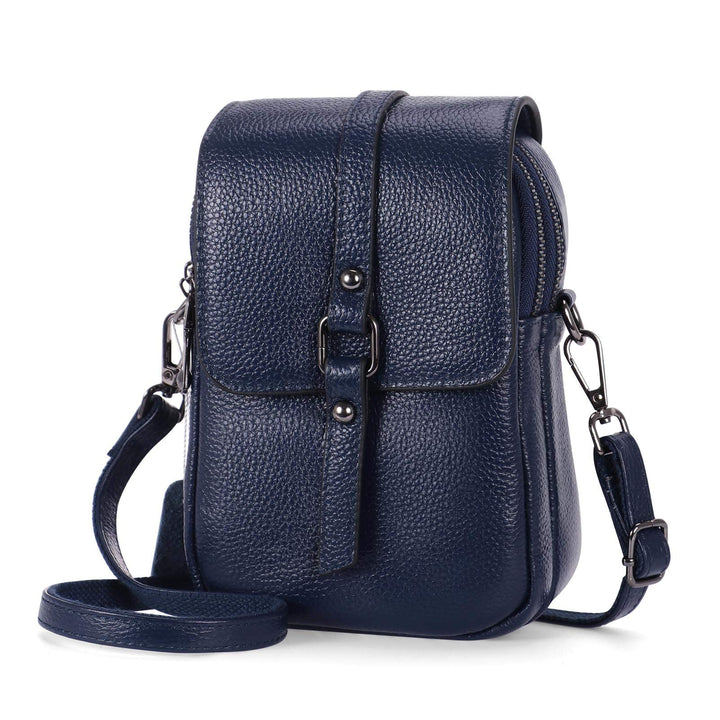 HAWEE Mode Damen Handytasche mit Riemen Echtes Leder Crossbody Handy Umhängetasche Leicht Damen Schu