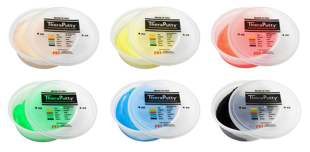 Cando Theraputty Resistive Exercise Putty resistances - Tan thru Black - Set of 6 - 4 oz. by Fabrica
