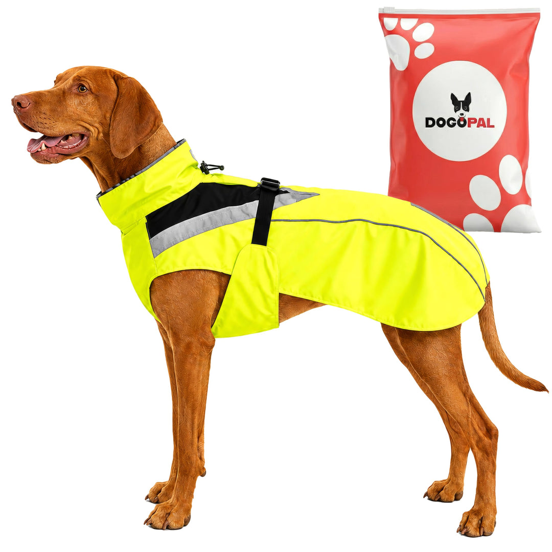 DOGOPAL Regenmantel Hund wasserdicht für kleine &amp; grosse Hunde - Gelber Hunderegenmantel mit Reflekt