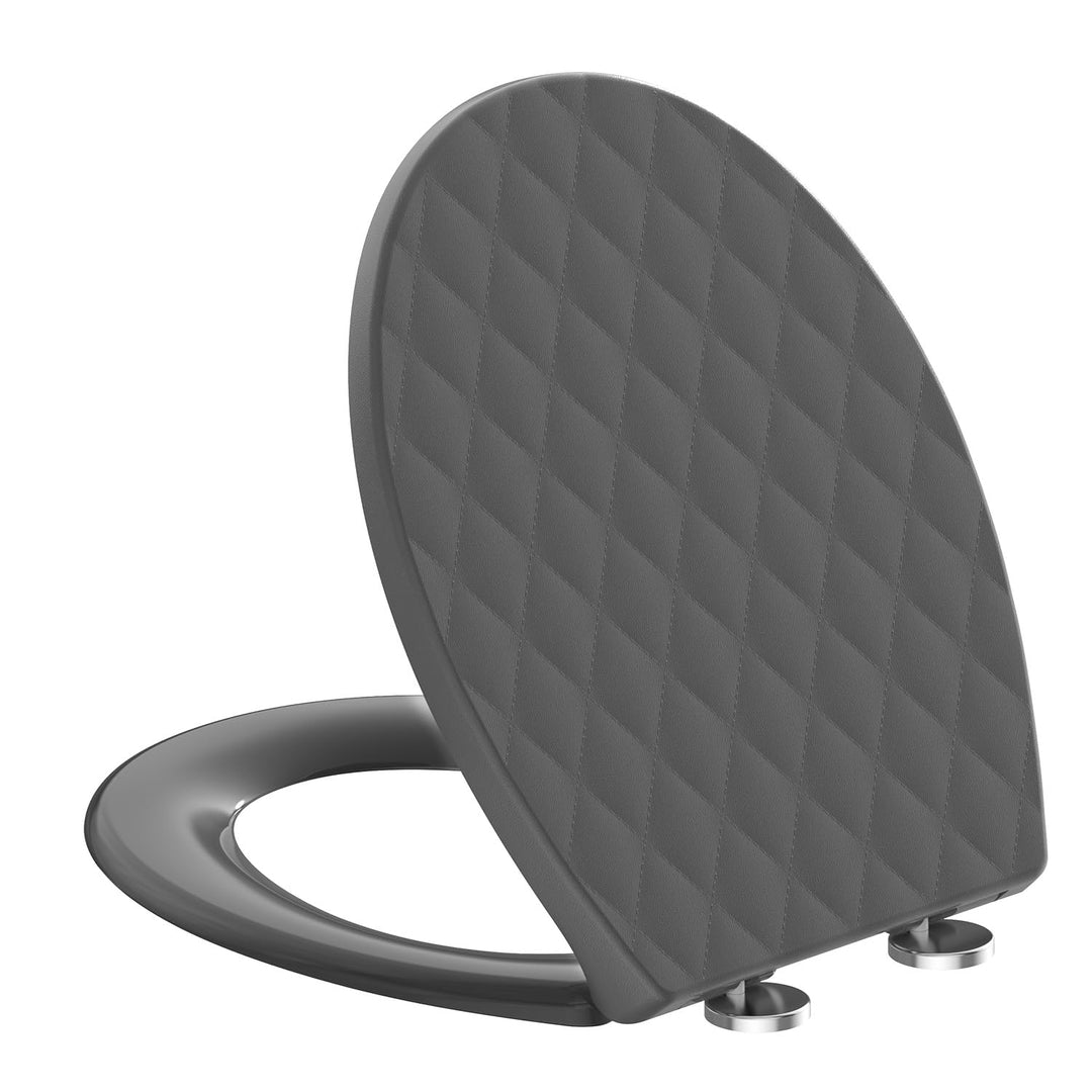 Toilettendeckel mit Absenkautomatik Oval, WC Sitz mit Rauten, Klobrille mit Schnellverschluss, Klode
