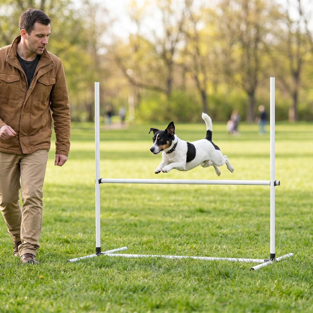 YRHome Hunde Agility Hürdenset Agility-Ausrüstung für Hunde 4 x Hürden Slalom Stangen Hunde Training