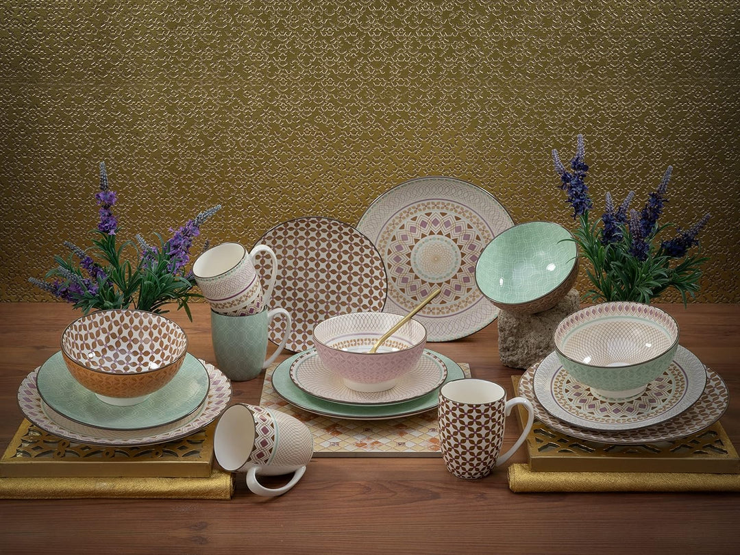 Creatable, 20310, Serie MANDALA, Geschirrset Kombiservice 16 teilig, Steinzeug Kombiservice 16 teili