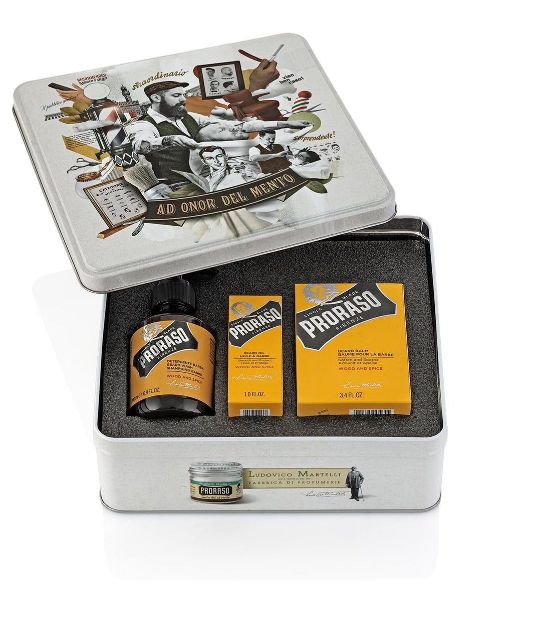 Proraso Beard Kit Wood & Spice 3-Tlg. Set, Bartshampoo 200ml + Bartöl 30ml & Bartbalsam 100ml