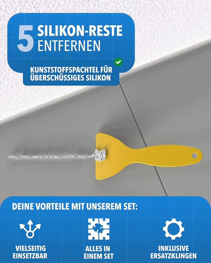 23-tlg. Fugen-Set – Silikonentferner &amp; Fugenschaber mit 10 Klingen, Fugenmesser mit Ersatzklinge, Ku