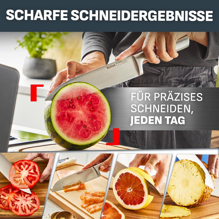 Tefal EverSharp Pro Kochmesser 20 cm mit selbstschärfendem Messerblock, patentierte Schärftechnologi