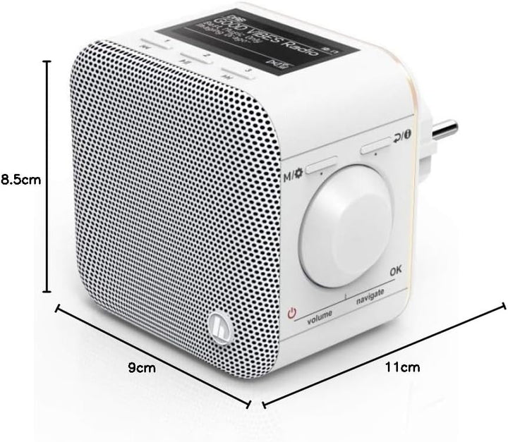 Hama Steckdosenradio DAB+/DAB Digitalradio klein(Plug in Radio mit DAB/DAB Plus/FM/Bluetooth/AUX in