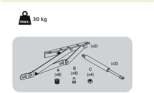 Emuca - Satz mit Hebevorrichtungen für Kanapee-Bett, Seitliches System 90 cm, Schwarz, Stahl, Seitli