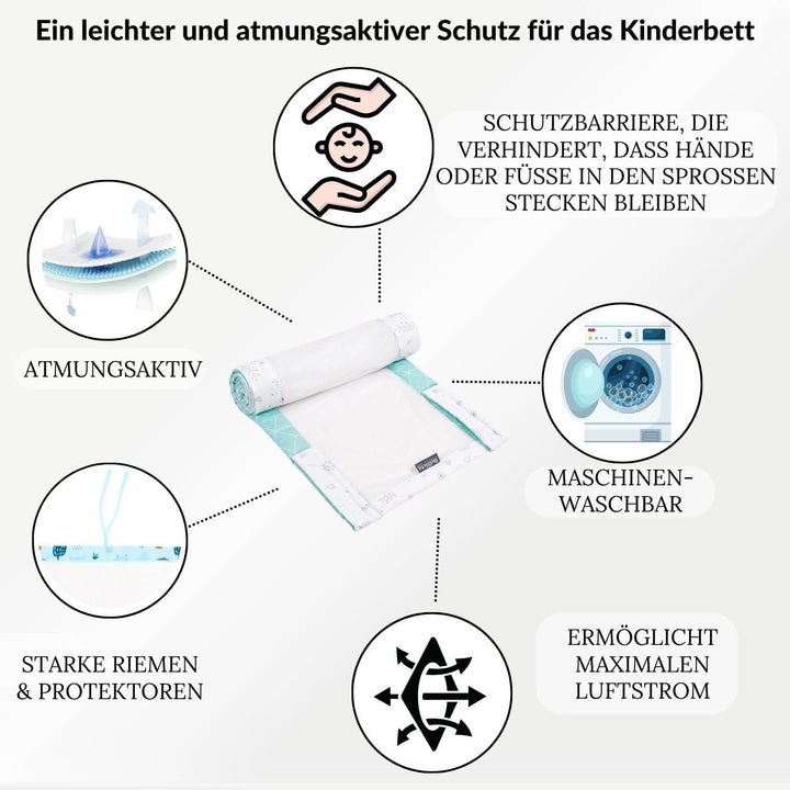 Bellochi 360x30 cm Kantenschutz Baby Babybett Umrandungen - Nestchen Kopfschutz Gitterbett Umrandung