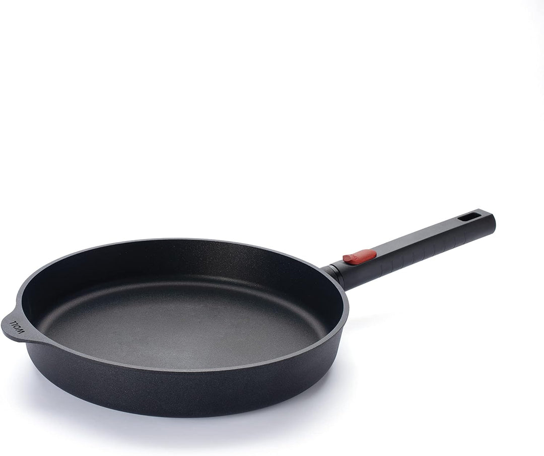 Woll Diamond Logic XR Flachpfanne - Induktiv -, Ø 28 cm, 5 cm hoch, mit abnehmbarem Stiel - Geeignet