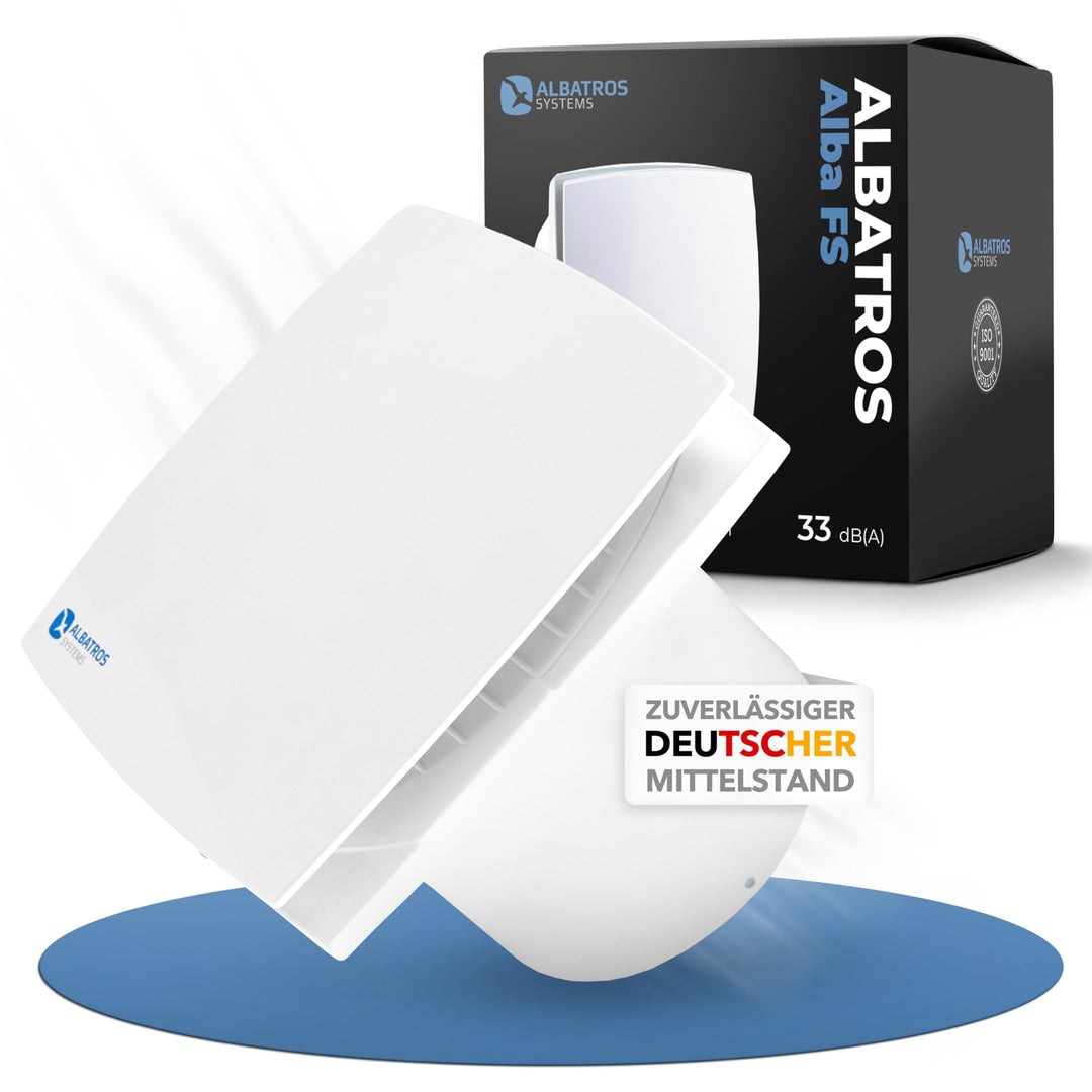 Albatros Badlüfter 100mm mit Feuchtigkeitssensor und Timer - Alba FS - Extra Leise und Leistungsstar