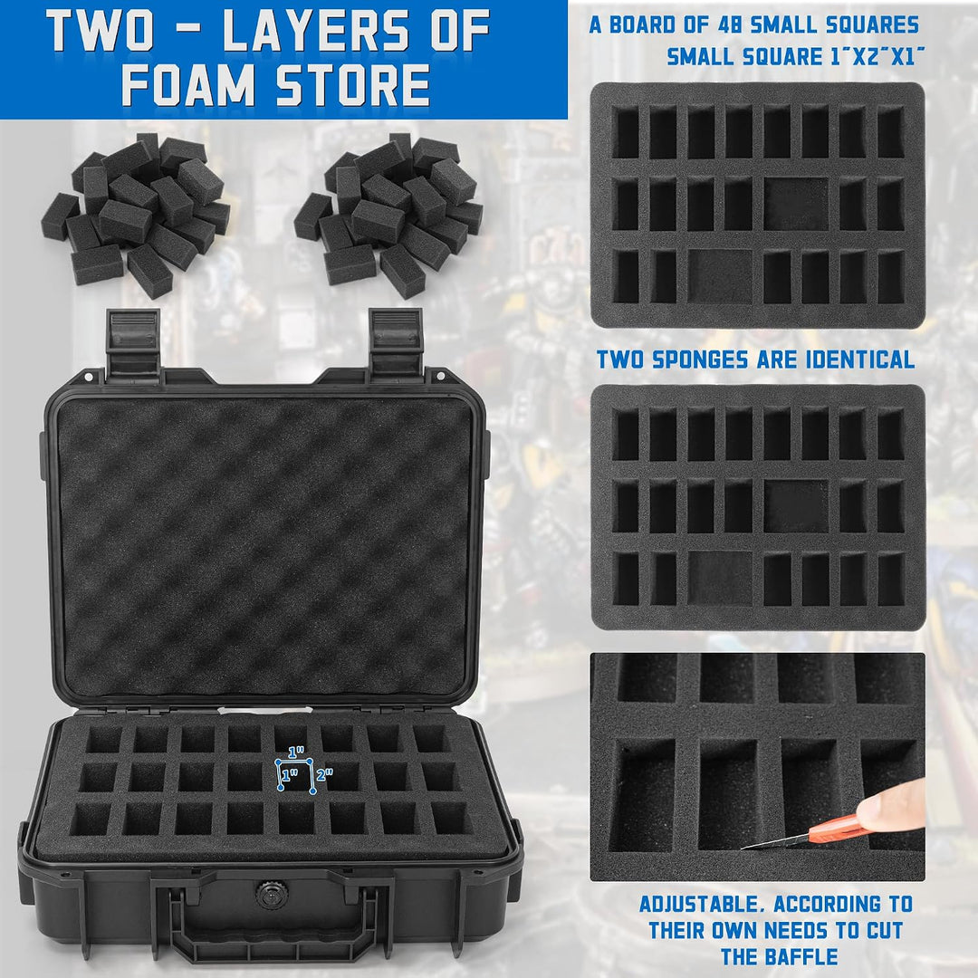 Hartschalenkoffer für Miniaturfiguren, Zuschneidbarer Schaumstoff,48 Slots | Warhammer 40k kompatibe