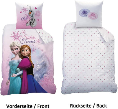 Disney CTI 43999 Bettwäsche Frozen/Ice Queen, Pink Mountain Linen 135 x 200 cm 80 x 80 cm