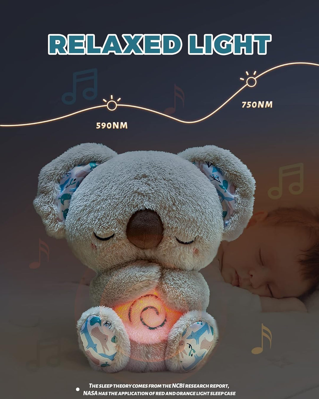 Super Wings Auby Soothe 'n' Cuddle Koala, Plüschspielzeug mit 10 Schlafliedern, Lichtern und rhythmi
