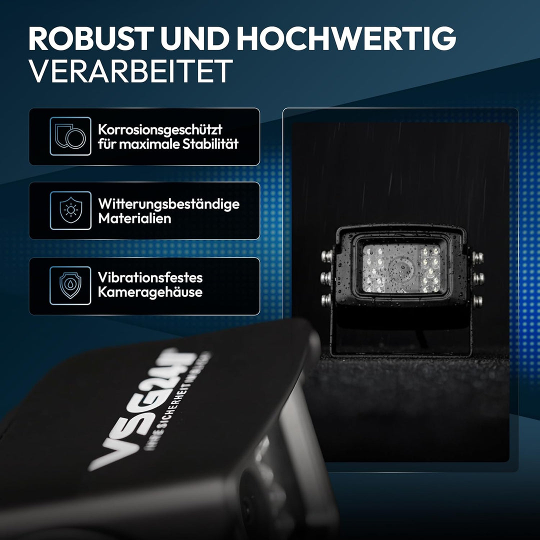 VSG24 Rückfahrkamera 7" Transporter-Set Transit inkl. Kamera, Monitor, Kabel - Wasserdicht Nachtsich