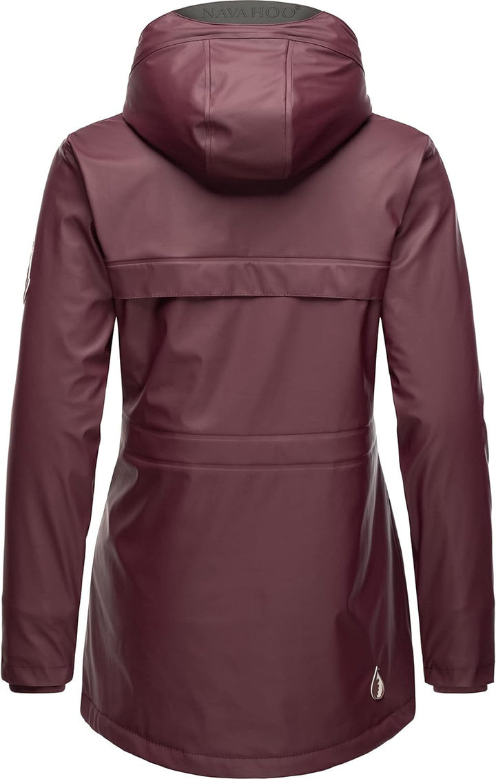 Navahoo Damen Übergangsjacke Regenmantel wasserdicht lang warm gefüttert mit Kapuze Oceans Heart XS-
