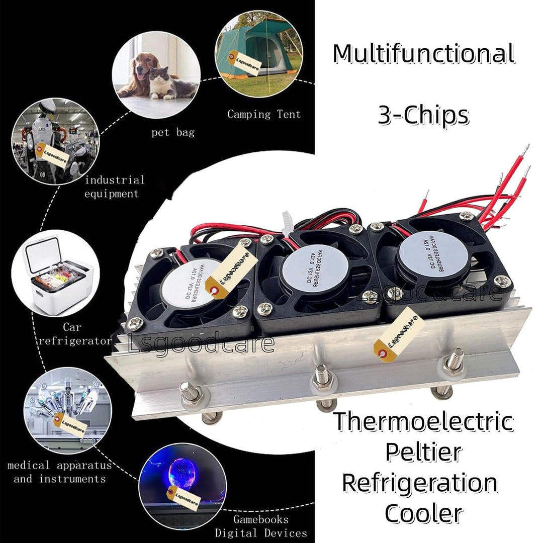 Lsgoodcare 3-Chip-12-V-Halbleiter-Peltier-Kühler – DIY-Minikühlschrank 3-Chip-Kühler mit Rohr, 3-Chi
