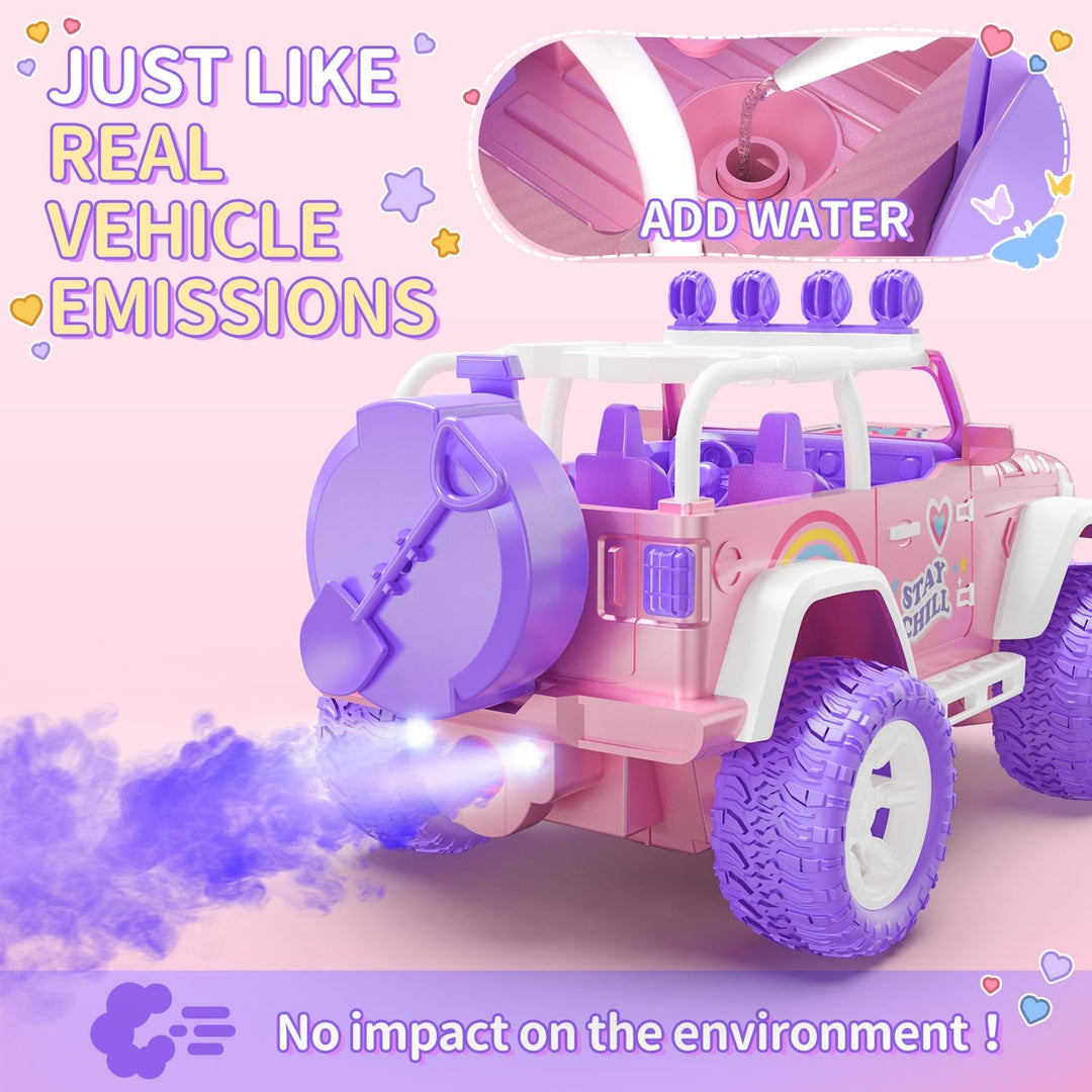 DEERC Pink Ferngesteuertes Auto für Mädchen mit Nebel und Musik, 1:16 RC Auto mit LED-Lichtern für K