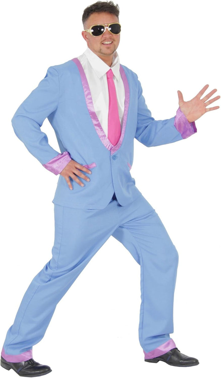 Foxxeo Blauer 50er Jahre Anzug für Herren Kostüm für Rock in Roll Motto-Partys Disco Teds Ted Cosh B