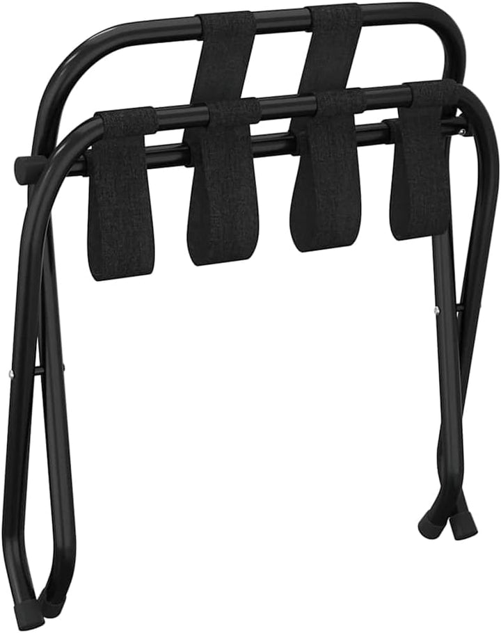 Gepäckablage mit Rückenlehne und klappbarem Metallgestell für Koffer, Schwarz, 56x39x52 cm Schwarz 1