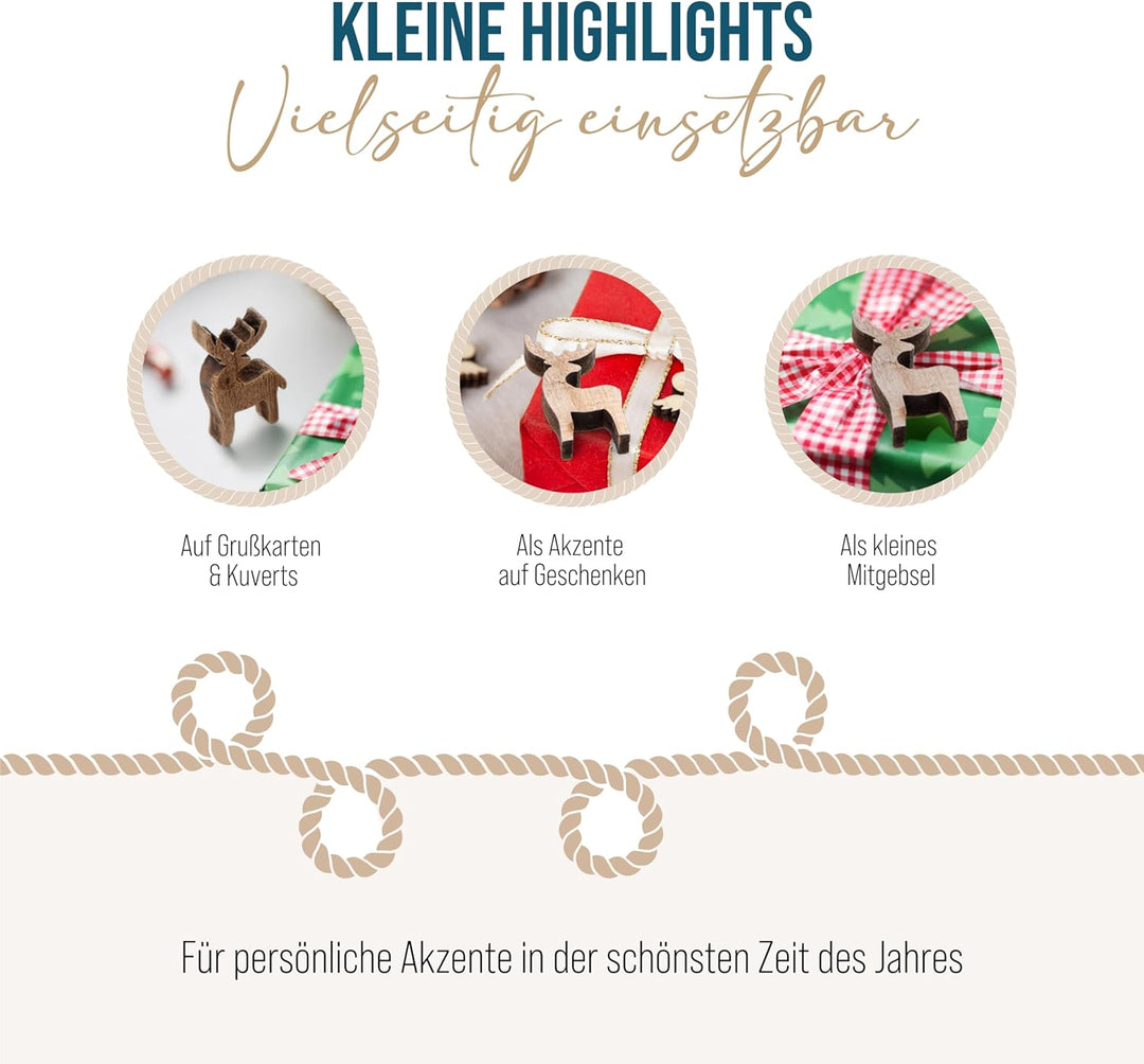 Mini Rentier Streudeko, 32er Set: Kleine Weihnachtsfiguren, Deko Figuren Weihnachten & Advent Deko,