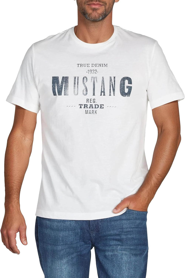 MUSTANG Herren T-Shirt 4er Pack Frontprint O-Neck Rundhalsausschnitt Kurzarm Regular Tee Shirt 100%