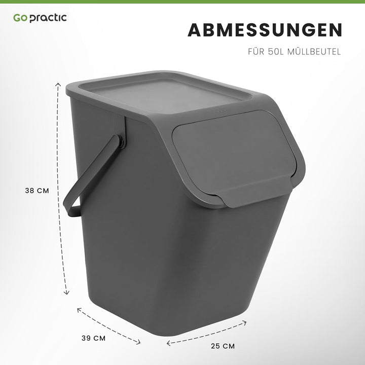 Go Practic Mülleimer Mit Deckel Küche 25 L Click-Function Abfalleimer Mülltrensystem Abfallbehälter