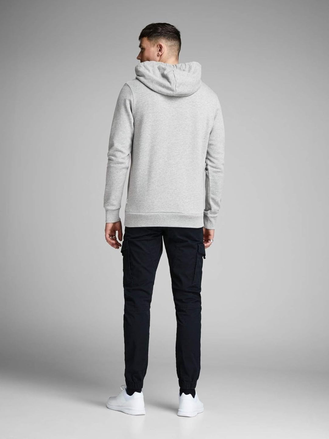 JACK & JONES Male Kapuzenpullover Logo Kapuzenpullover M Grau (Light Grey Melange Detail: Reg Fit-me