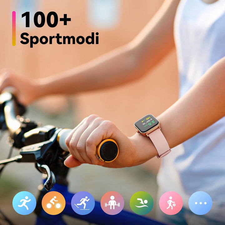 Smartwatch Damen Herren mit Telefonfunktion & Alexa eingebaut,1.8" Uhren mit 100+ Sports, Fitnessuhr