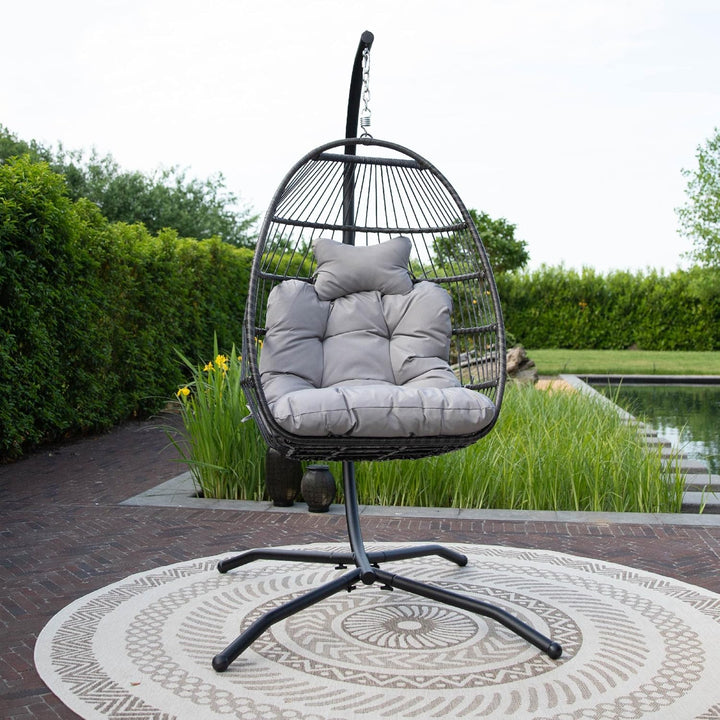 VITA5 Hängesessel mit Gestell - Bequemer Hängekorb Sessel - Rattan Hängesessel Outdoor und Indoor -