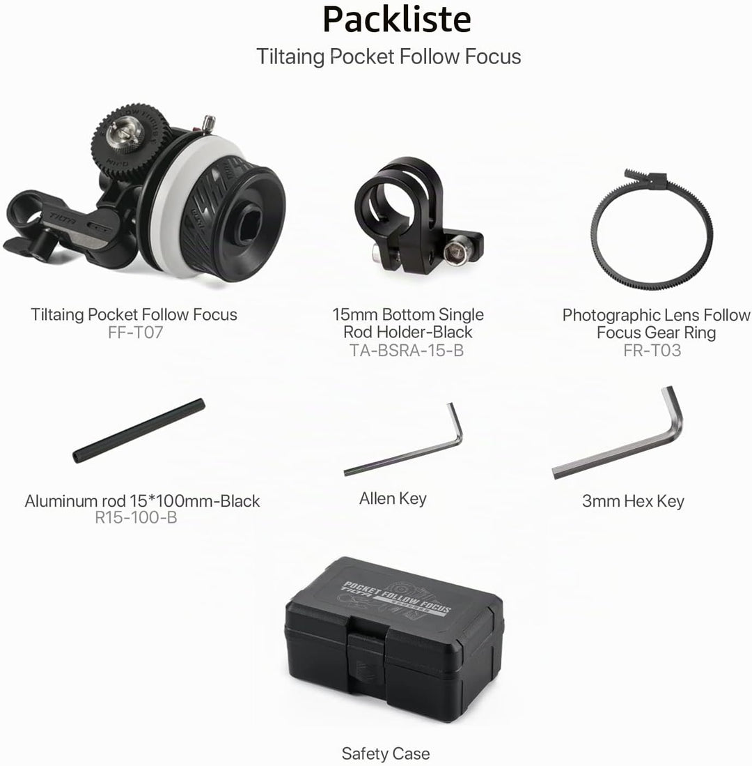 TILTA Pocket Follow Focus mit A/B Marks, Lens Zoom Control für DSLR Mirrorless Cameras, mit 0.8mm Pi