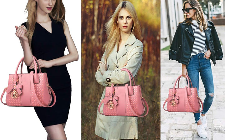 Handtaschen für Damen Mode Damen PU Leder Top Handle Satchel Umhängetaschen Hell-pink, Hell-pink