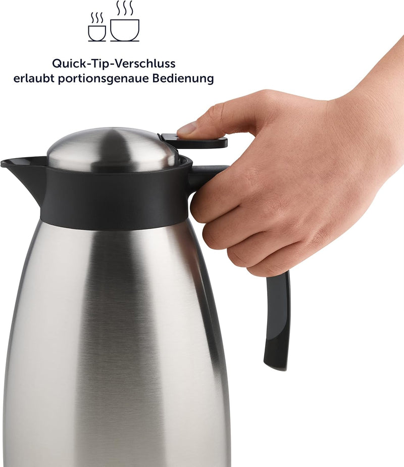 Blumtal Thermoskanne 1l - BPA-freie Teekanne mit Quick Tip Verschluss - auslaufsichere Kaffeekanne t