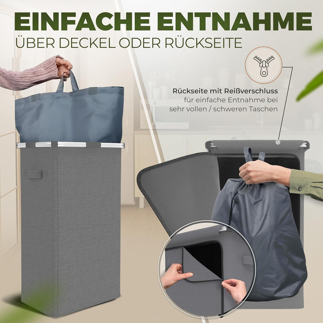 Pfandflaschen Sammelbehälter mit Tragetasche, Reissverschluss, Metallrahmen und Drehdeckel am Pfandf