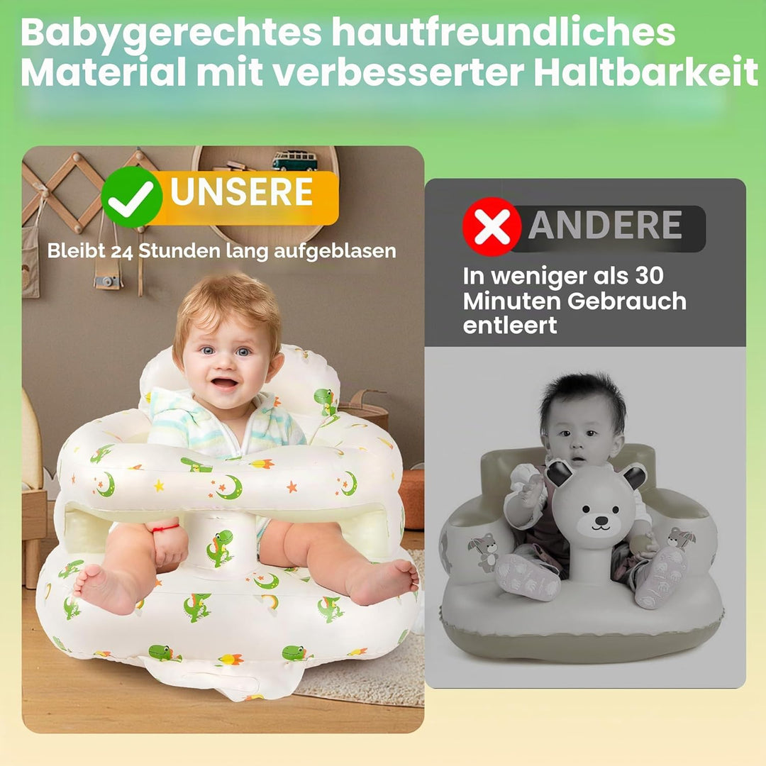 Aufblasbarer Babysitz, aufblasbarer Babysitz für Babys ab 3 Monaten, aufblasbarer Stuhl mit integrie