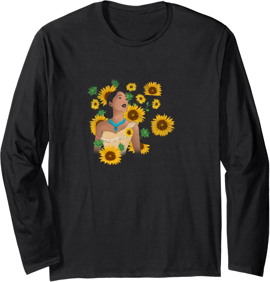 Disney Pocahontas Sunflower Floral Portrait Langarmshirt