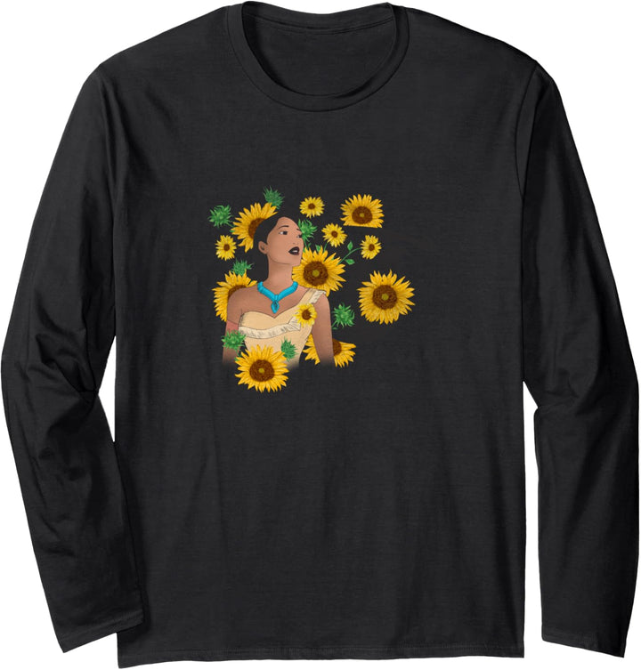 Disney Pocahontas Sunflower Floral Portrait Langarmshirt