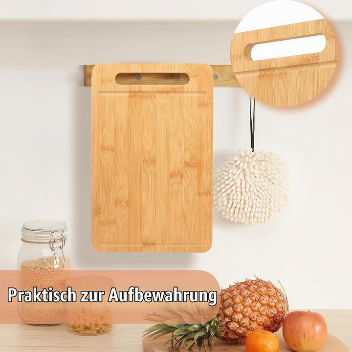 2 Stück Graviertes Bambus Schneidebrett Holzbrett Küche Holzbretter, Holzschneidebrett, Schneidbrett