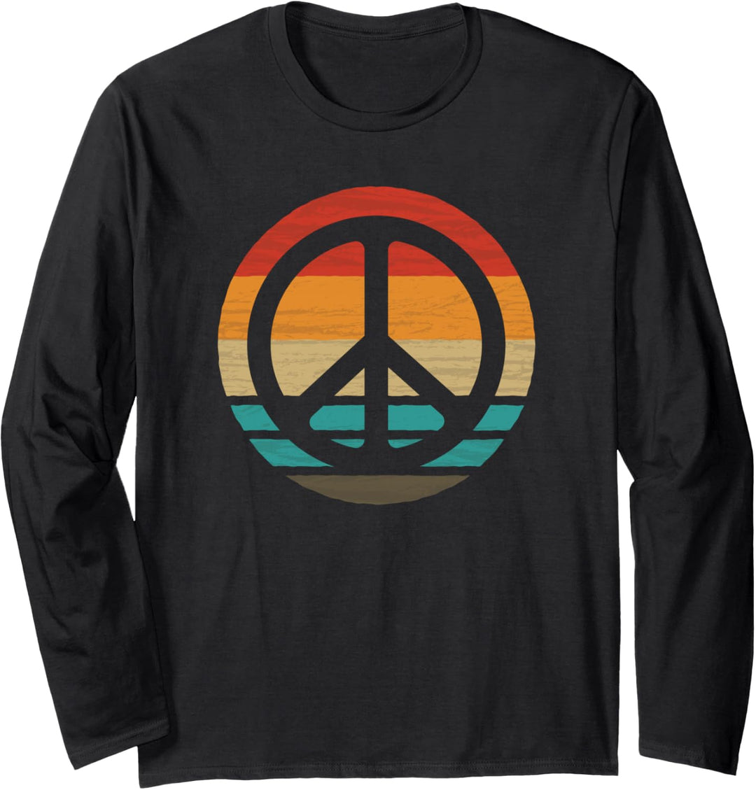 Peace Zeichen Retro Style Vintage Langarmshirt